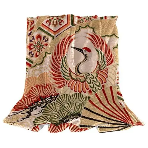 Produktbild: VBFOFBV Überwurfdecke, Bettdecke, Komfort, weich, flauschig, für Jungen und Mädchen,Japanische Kran Zypresse Blumen Kunst Weinlese