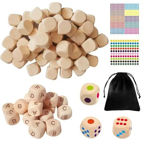 Produktbild: VBXPOU 50 Stück Holzwürfel Blanko Würfel 20 mm Unbemalte Würfel Spielwürfel Würfel Leer Gebetswürfel für DIY Handwerk Brettspiele Deko