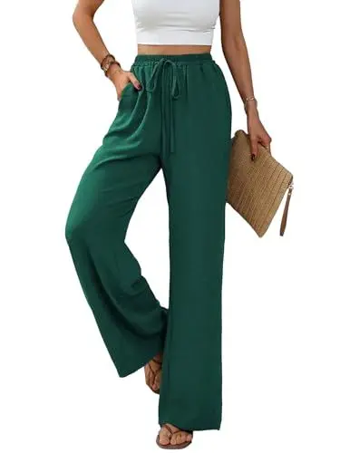 Produktbild: Vcindai Damen Hosen Lang Sommerhose Leichte Hohe Taille Freizeithose