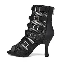 Produktbild: VCIXXVCE Damen Lateinische Tanzstiefel Reißverschluss Peep Toe Ballsaal Salsa Tanz Stiefeletten Absätze Tanzschuhe 8.5 cm Absatz, 37.5EU