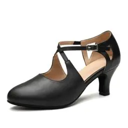 Produktbild: VCIXXVCE Latein Tanzschuhe Damen Geschlossen Schwarz Salsa Tango Bachata Ballsaal Tanz Sandalen Charakter Tanzschuhe, 36 EU