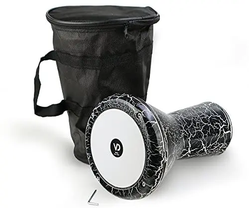 Produktbild: VD Vatan Kinder Darbuka Trommel Percussion Aluguß gerissener Lack Effeckt Schwarz/Weiß 2040-S-B 30 cm.