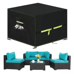 Produktbild: VDISRR Abdeckhaube Gartenmöbel, 420D Oxford Abdeckhauben Für Tische 250x250x90cm,Gartentische Schutzhülle mit Belüftungsöffnungen Wasserdicht, UV-beständig, Staubfest, Winterfest für Terrassenmöbel