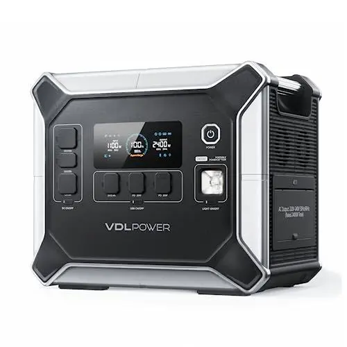 Produktbild: VDL Tragbare Powerstation 2400W, 2048Wh Solargenerator LiFePO4-Batterie mit 3x 230V AC Steckdose 2400W (4800W Peak), UPS Mobile Stromerzeuger für Outdoors, Wohnmobile und Werkzeugschuppen HS2400