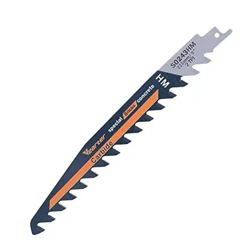 Produktbild: Vearter 1PC 9 Zoll (225 mm) Hartmetall-Säbelsägeblatt – Mauersägeblatt zum Schneiden von porösem Beton, Schaumziegeln, Faserzement.
