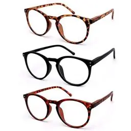 Produktbild: Vecien Lesebrille 3 Stuecke Federn-Scharnier Brillen Mattes Finish fürein, Kristallgläser gibt Ihnen ultra-klare Sicht, Federscharniere Musterdesign für Männer und Frauen (4.0 Dioptrien)