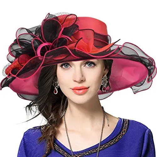 Produktbild: VECRY Damen Kirche Derby Kleid Fascinator Braut Mütze Britischer Tee Party Hochzeit Sonnenhüte (42b-Pink)