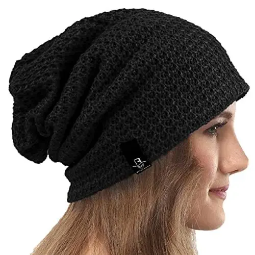Produktbild: VECRY Damen Lässige Mütze Stricken Baskenmütze Gerippte Schädelkappe Winter Sommer Hüte (Comb Schwarz)