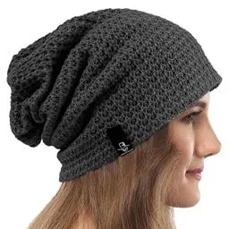 Produktbild: VECRY Damen Lässige Mütze Stricken Baskenmütze Gerippte Schädelkappe Winter Sommer Hüte (Comb Grau)