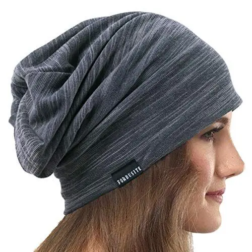 Produktbild: VECRY Damen Slouchy Mütze Dünne Sommer Schädelkappe Turban Sanft Schlafen Chemo Strickmützen (1 Grau)