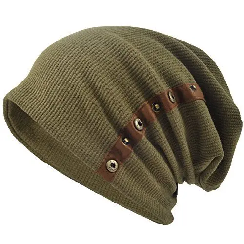 Produktbild: VECRY Herren Baumwolle Mütze Strickmützen Slouch Beanie Schädel Cap Winter Sommer Hüte (020-Grün)