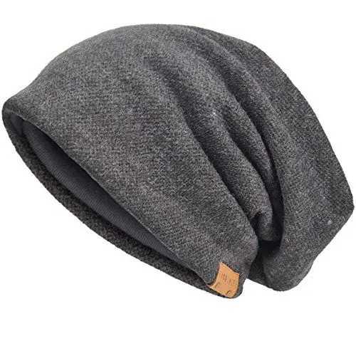 Produktbild: VECRY Herren Baumwolle Mütze Strickmützen Slouch Beanie Schädel Cap Winter Sommer Hüte (Grau)