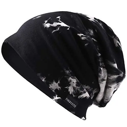 Produktbild: VECRY Herren Slouch Hollow Mütze Thin Sommer Cap Strickmützen Beanie Skullcap (Tinte-Schwarz)