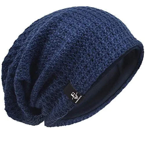 Produktbild: VECRY Herren Slouchy Mütze Strickmützen Rasta Skull Cap Sommer Winter Sackmütze , M, Marine