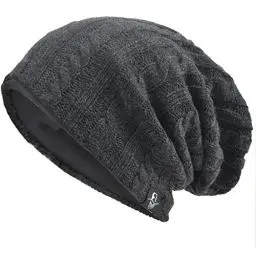 Produktbild: VECRY Herren Slouchy Stricken Übergroße Beanie Skull Caps Künstlerische Hüte (Kabel-Grau)