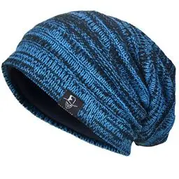 Produktbild: VECRY Herren Slouchy Stricken Übergroße Beanie Skull Caps Künstlerische Hüte (Grau)