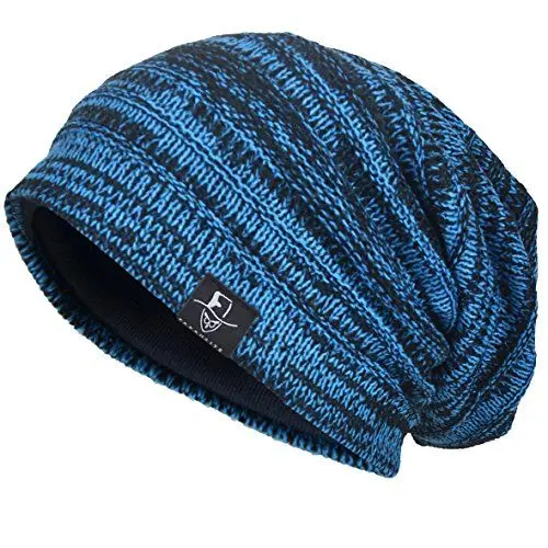 Produktbild: VECRY Herren Slouchy Stricken Übergroße Beanie Skull Caps Künstlerische Hüte (Grau)