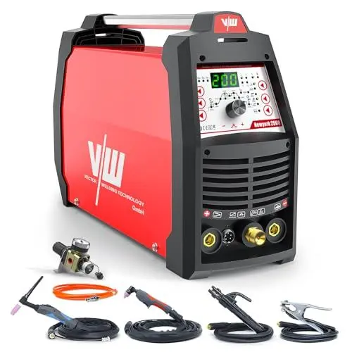 Produktbild: VECTOR WELDING WIG Schweißgerät AC DC 200 A - NewYork 2500, Elektrodenschweißfunktion - Plasmaschneider 50 A - Aluminium schweißen - Pulsfunktion - Gasvor- & Nachlauf