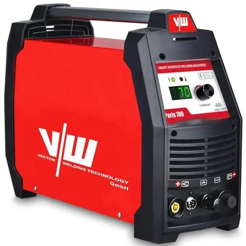 Produktbild: VECTOR WELDING - Plasmaschneider 70A - HF Pilotzündung - IGBT Technologie - Überhitzungsschutz - 24mm Stahl & 17mm Aluminium Schnittstärke - 20A-70A Schneidstrom - Digitales Display - Paris 700