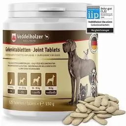 Produktbild: Veddelholzer VERGLEICHSSIEGER 2024 Hunde Gelenktabletten mit Grünlippmuschel Hund MSM & Teufelskralle Glucosamin & Kollagen 125 Kapseln Hunde Leckerlis