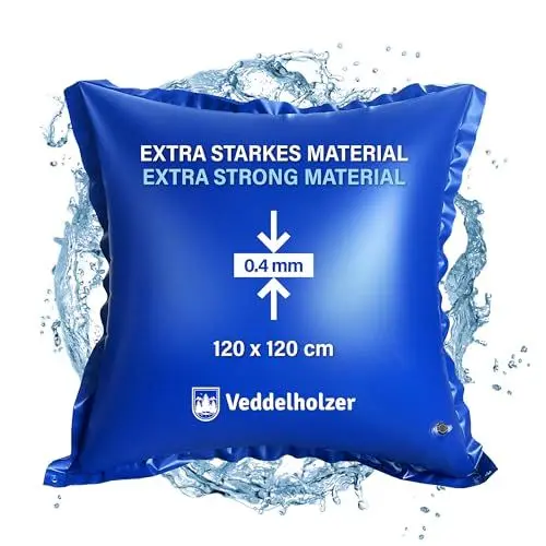Produktbild: Veddelholzer XXL 120 x 120 cm Luftkissen Rund inkl. 4 m Seil Poolkissen zur Poolabdeckung. Perfektes Zubehör Wintermittel zur Pool Überdachung, Abdeckung im Winter und bei schlechtem Wetter
