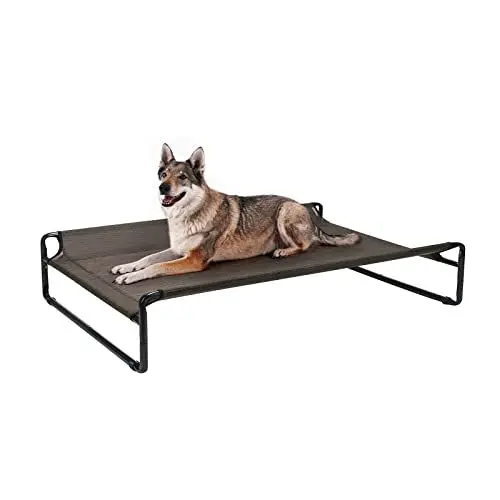 Produktbild: Veehoo Hundeliege Outdoor, Kühlendes Erhöhtes Hundebett für Große Hunde, Tragbares Stehendes Haustierbett mit Waschbarem Atmungsaktivem Netz, rutschfeste Füße, X-Large, Braun