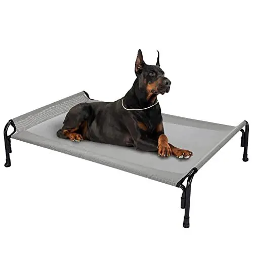 Produktbild: Veehoo Kühlendes Hundeliege Outdoor, Erhöhtes Hundebett für Groß Hunde, Tragbares Stehendes Haustierbett mit Waschbarem Atmungsaktivem Netz, rutschfeste Füße, X-Large, Grau