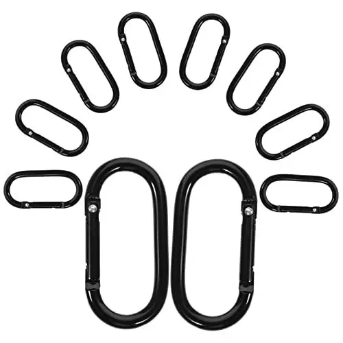Produktbild: Veemoon 10stücke Robuste Outdoor-kletterkarabiner Für Rucksäcke Elastische Metallhaken Mit Hoher Tragkraft Für Camping Wandern Und Sportaktivitäten