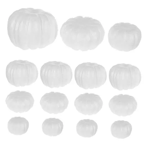 Produktbild: Veemoon 15stücke Weiße Schaumstoff-kürbisse Zum Basteln Für Halloween Und Thanksgiving Heimdekoration Schulprojekte Herbsternte-Ornament Kürbis-DIY-Modelle