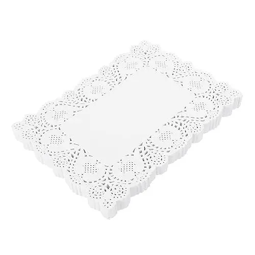 Produktbild: Veemoon 170 Blatt Eckige Kuchenspitzen Aus Saugfähigem Papier – Dekorative Doilies Für Sandwiches - Desserts Und Delikatessen in Elegantem Weiß - Ideal Für Jedes Fest