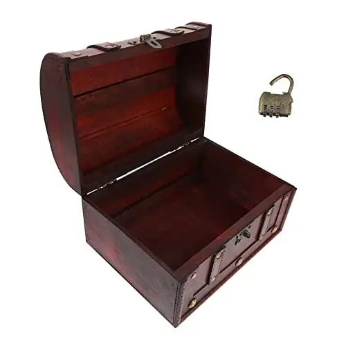 Produktbild: Veemoon 1 Stück Karton Antike Schatztruhe Schmuck Aufbewahrungsbox Schmuck Organizer Klar Schatzkiste Dekorative Holzkiste Retro-schmuckbehälter Reise-schmucketui Hölzern Klassisch Kasten