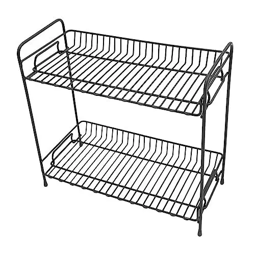 Produktbild: Veemoon 1stk Gewürzregal Lagerregale Badezimmerregal Regal Für Gewürzgläser 2-stufiger Gewürz-Organizer Organizer-Rack Gläserregal Flaschenhalter Glasregal Lagerung Rostfreier Stahl Metall