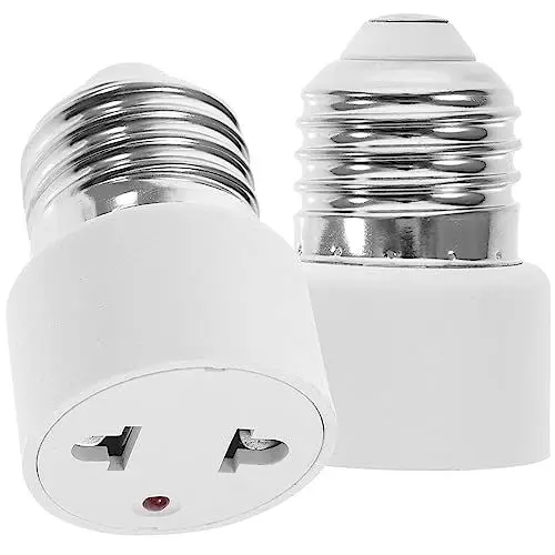 Produktbild: Veemoon 2 Stück Glühbirnen-Steckdosen-Adapter E27-Lampensockel-Konverter Schraubfassung Glühbirnen-Konverter Für Veranda Kamera Terrasse Garage (2-Polig Weiß Europäischer)