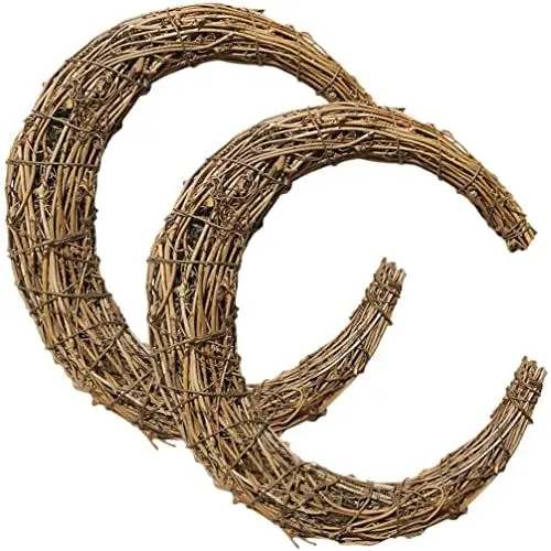 Produktbild: Veemoon 2st Rattan-Girlande Rattan-weinrebenkreis Blumenring Drahtkranzrahmen Rattanreifen Selber Machen Kranz Rahmen Reifen Herbstdekorationen Für Zu Rohling Mond Dekoratives Holz Eisen