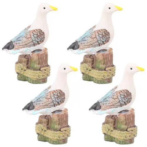 Produktbild: Veemoon 4er Set Möwe Figur Polyresin Figur Möwe Möwen Dekoration Aufsteller Dekoobjekt FüR Nautische Dekoration Und Mikrolandschaften