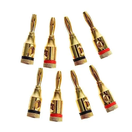 Produktbild: Veemoon 4 Mm Bananenstecker Flaches Lautsprecherkabel Audio-lautsprecheranschlüsse Vergoldete Bananenstecker 8 Stück