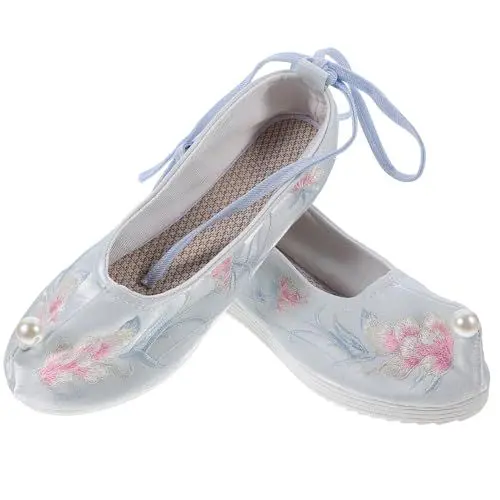 Produktbild: Veemoon Bestickte Hanfu Stoffschuhe für Damen mit Verstecktem Keilabsatz Chinesische Hausschuhe Leichte Retro Schuhe im Asiatischen Stil