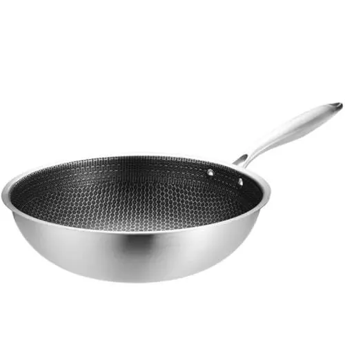 Produktbild: Veemoon Edelstahl-wok Wok Aus Edelstahl Wok Kochen Grill-wok Metall Wok-pfanne Mit Griff Woks Für Elektroherde Elektroherd Wok Gasherd Wok Grillpfanne Rostfreier Stahl China Arbeit Schwer