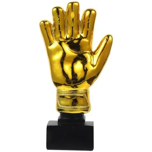 Produktbild: Veemoon Goldener Handschuh-Trophäe,Kunstharz Fußball-Trophäe Goldene Trophäe Mit Sockel Für Sportwettkampf-Geburtstagsfeier Prämiert Preise