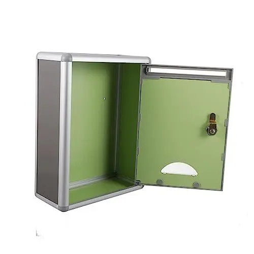 Produktbild: Veemoon Ornament Briefkasten hängend Wand schwarzer Behälter Briefkästen aus Metall Schwarzlichtzug verlosen Zeitschrift Post leeres Kästchen Zeitungsbox Aluminiumlegierung Metallbehälter