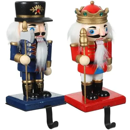 Produktbild: Veemoon Ornament Weihnachts-Nussknacker-Strumpfhalter Kaminsims Weihnachtsstrumpf-Haken Aufhänger Strumpf-Kaminhaken Weihnachts-Aufhängehaken Weihnachtsdekoration Wohnkultur