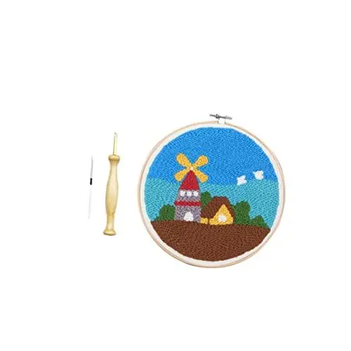 Produktbild: Veemoon Punch Needle Set Für Anfänger Diy Stickerei-kit Mit Farbigen Wolle Und Ergonomischem Griff Für Junge Mädchen Handarbeitswerkzeug Für Kreative Projekte Und Geschenke