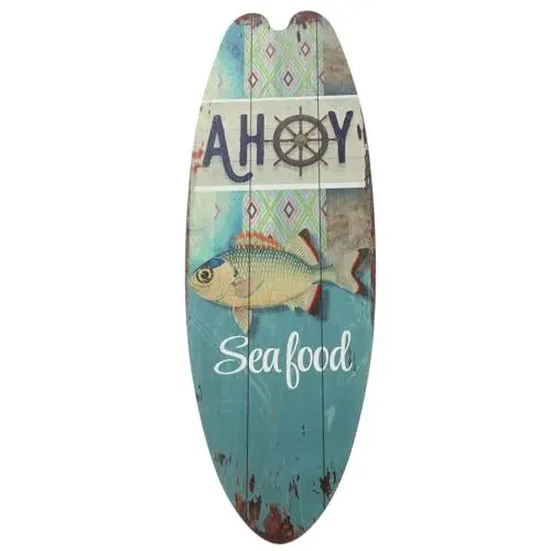 Produktbild: Veemoon Surfbrett Holzschild Hölzerne Wandschilder Surf Outdoor Schilder Surfen Holzschild Strandschild Aus Holz Surfer Dekoration Strand Wanddekoration Außendekor Sommer Mädchen Lenkrad