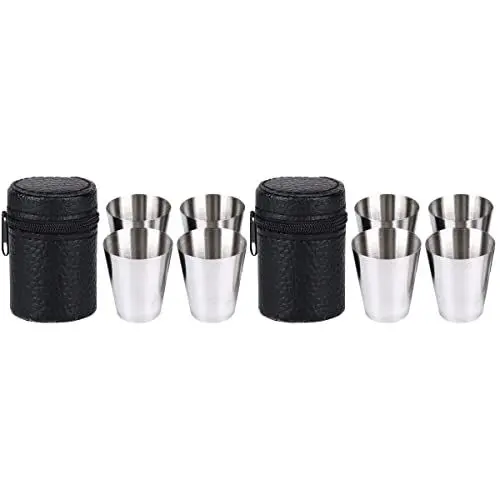 Produktbild: Veemoon Tragbare Shotgläser 8 Stk Schnapsgläser Aus Metall, Biertrinkbecher Schnapsglas Trinken Schnapsgläser Aus Edelstahl Trinkbecher Aus Metall Container Kind Tragen Outdoor Trinkbecher