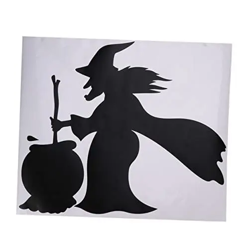 Produktbild: Veemoon Dekorativer Halloween-aufkleber Hexen-wandaufkleber Abziehbar Pvc Heimdekoration für Wohnzimmer Büro 52 X 44 Cm Schwarz