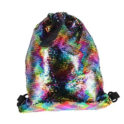 Produktbild: Veemoon Wendbarer Meerjungfrauen-Rucksack Mit Pailletten - Bunter Kordelzug Turnbeutel Für Outdoor Sportarten Und Freizeitaktivitäten Glitzer Design Ideal Für Und Jugendliche