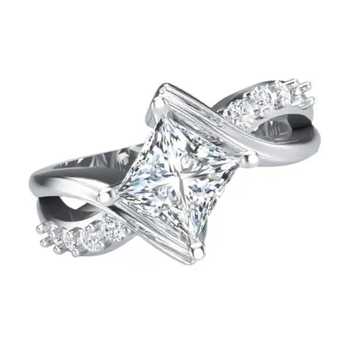 Produktbild: Veemoon Zirkonring Unisex Fingerring Weiß Eleganter Modeschmuck für Damen Herren für Besondere Anlässe Zeitloses Fingerzubehör mit Exquisiter Verarbeitung