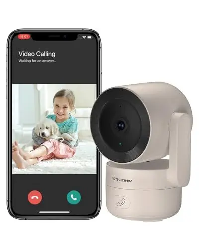 Produktbild: VEEZOOM 4MP WLAN Kamera Indoor, 360° PTZ Kamera Überwachung Innen, 2.4G WiFi Baby/Haustier Innenkamera, HD-Nachtsicht, KI Personenerkennung, One-Touch-Anruf, Automatische Verfolgung, 504D