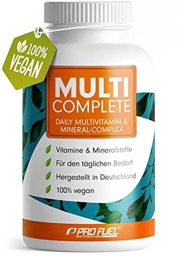 Produktbild: Vegane Vitamine & Mineralstoffe - 180 Kapseln - MULTI COMPLETE Multivitamin & Mineral-Komplex vegan: Vitamin A, B2, B12, D3, K2, Folsäure, Calcium, Magnesium, Zink, Eisen, Selen, Jod - 2 Monats-Vorrat