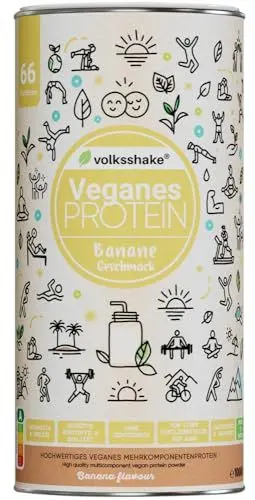 Produktbild: Veganes Protein Banane | 1000g | 12 pflanzliche Proteinquellen | Ohne Sucralose | Ohne Soja & Gluten | Premiumqualität vom Bodensee | Made in Germany